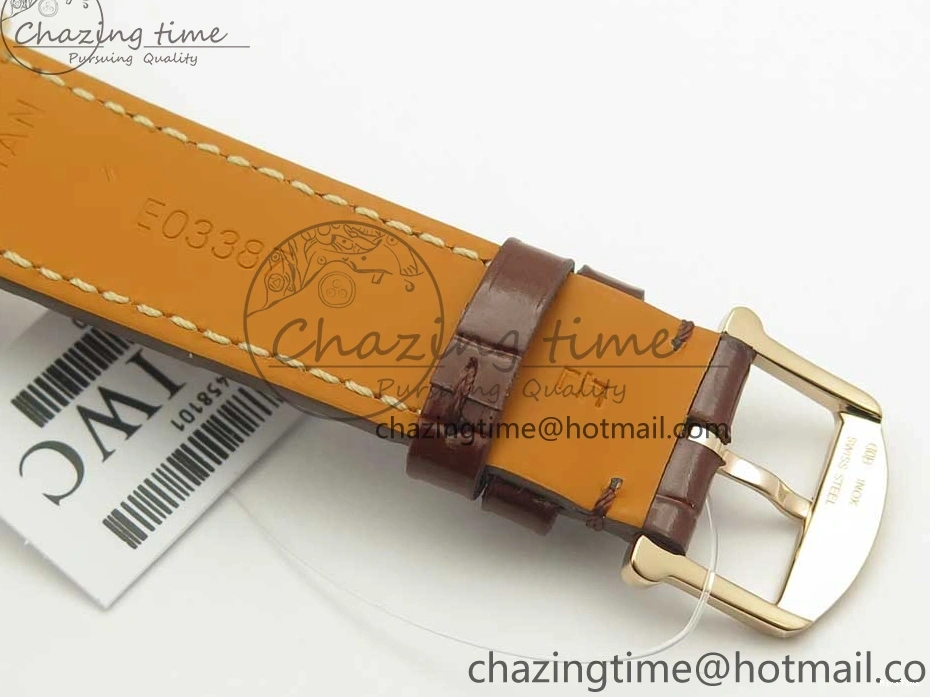 MIROTIME 0428 SportInspired Portofino IW458101 RG MK 1:1 Best Edition Gray Dial On Brown Leather Strap MIYOTA 7165